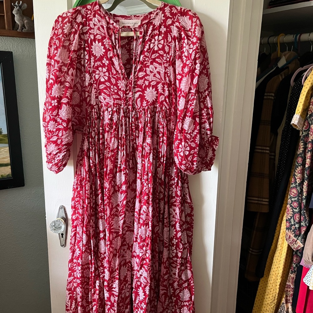 Daughters of India Saffron Balloon-sleeve Kyra Midi Dress